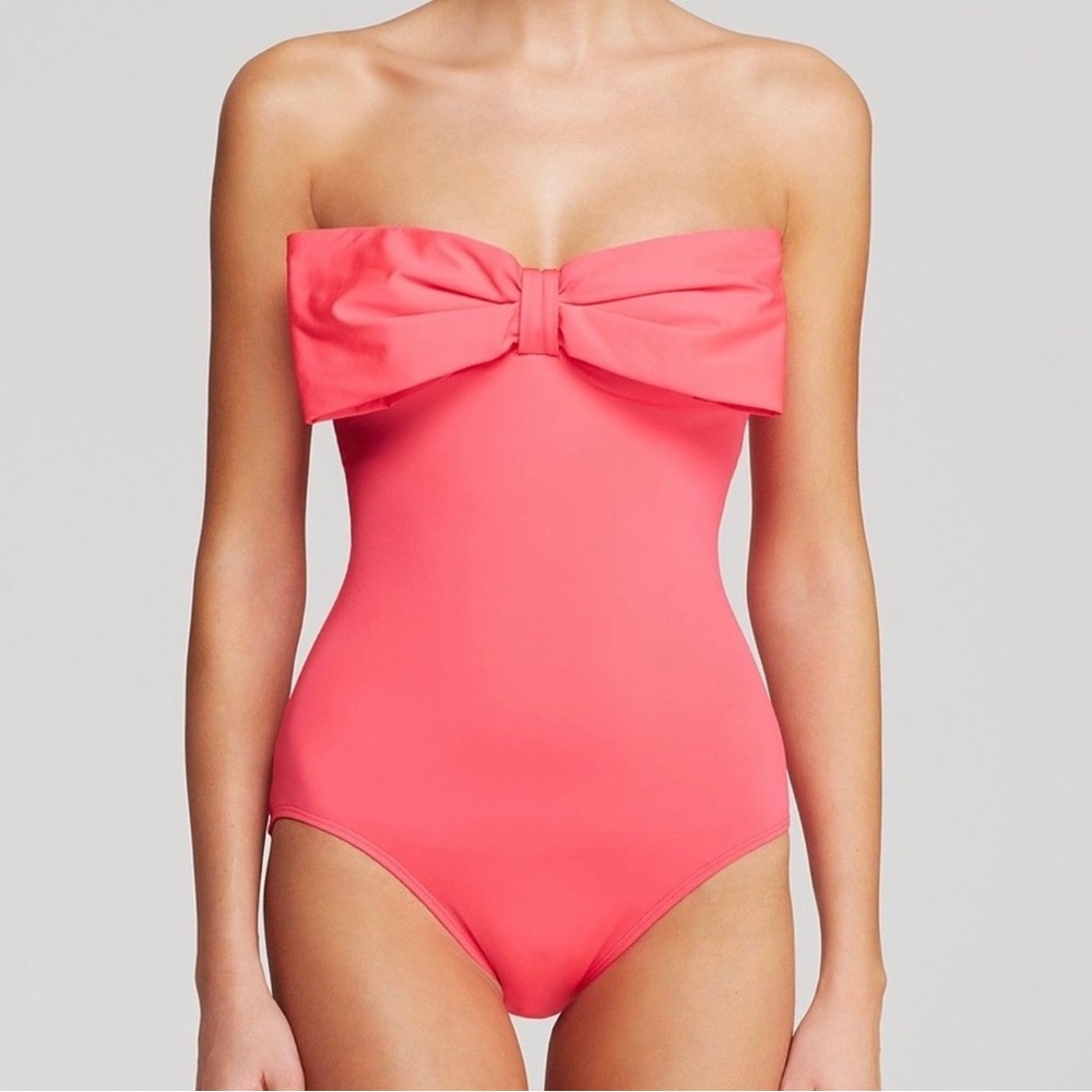 Kate Spade Georgica Beach Geranium Bandeau Maillot Swimsuit, Medium